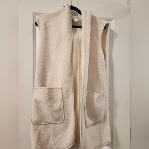 Cream Sherpa Open Vest with Pockets